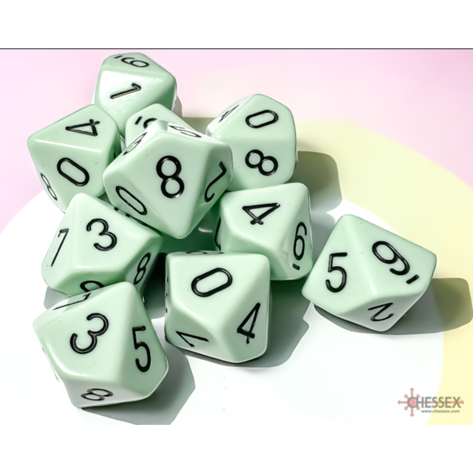Chessex Opaque Pastel Green/Black d10s