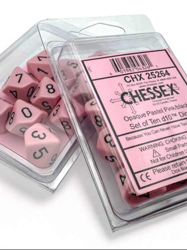 Chessex Opaque Pastel Pink/Black d10s