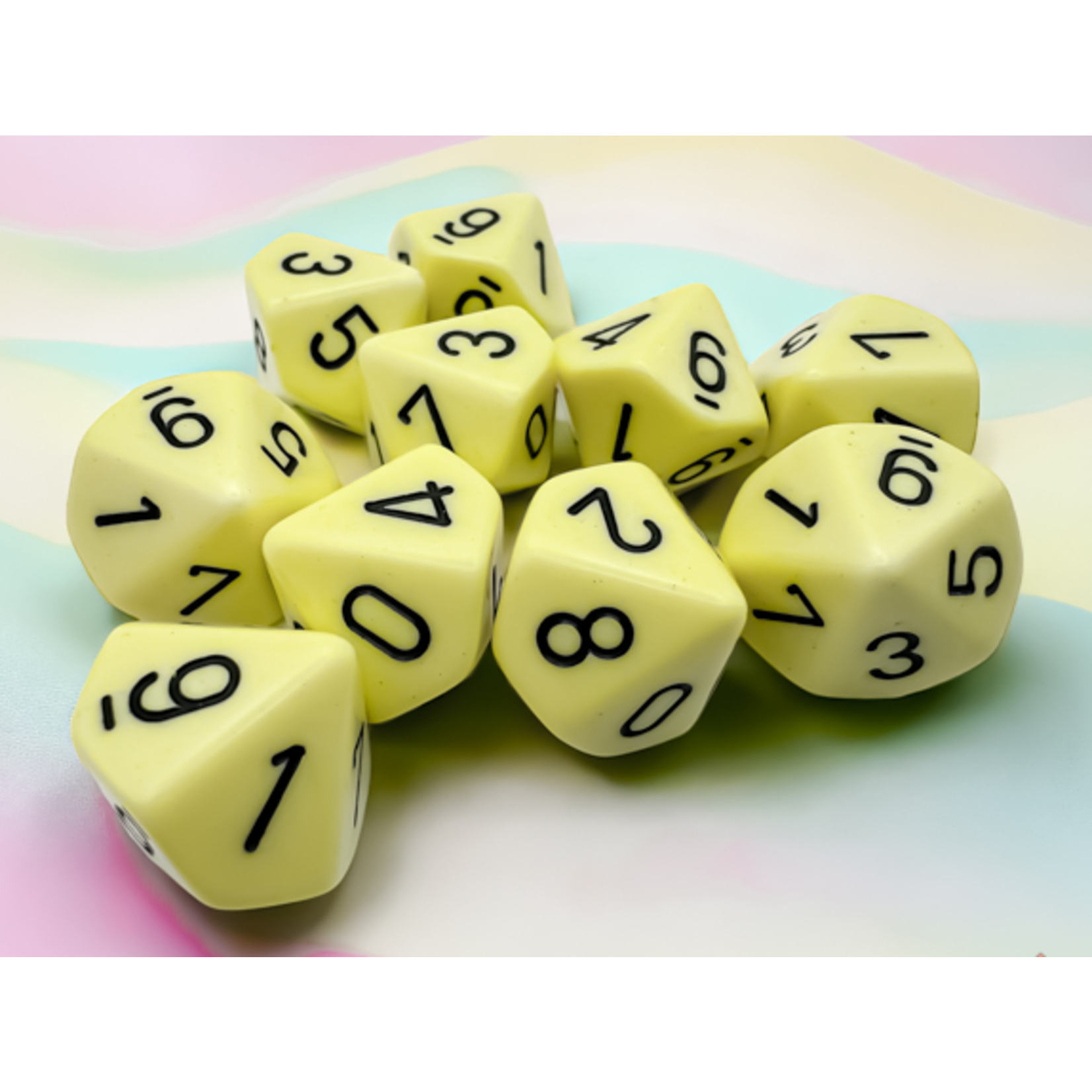 Chessex Opaque Pastel Yellow/Black d10s