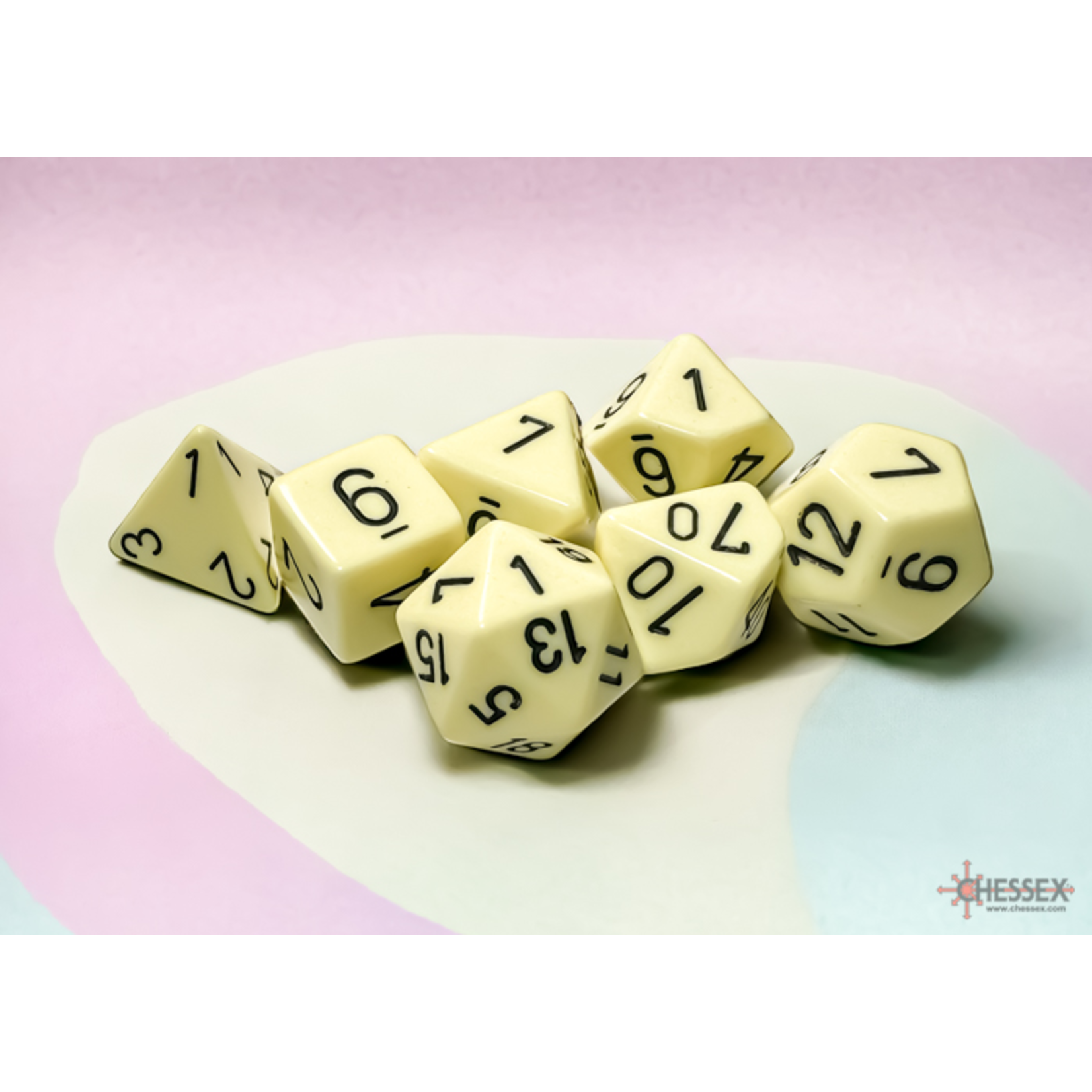 Chessex Opaque Pastel Yellow/Black 7-die set