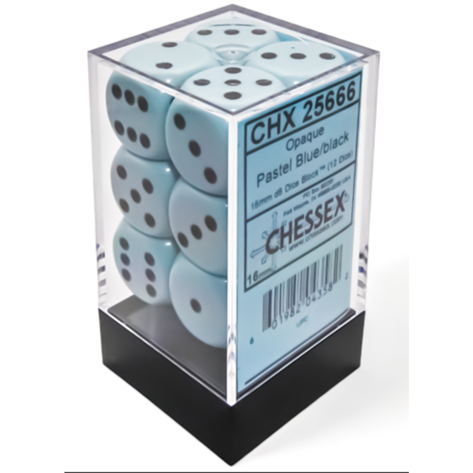 Chessex Opaque 16mm Pastel Blue/Black 12d6