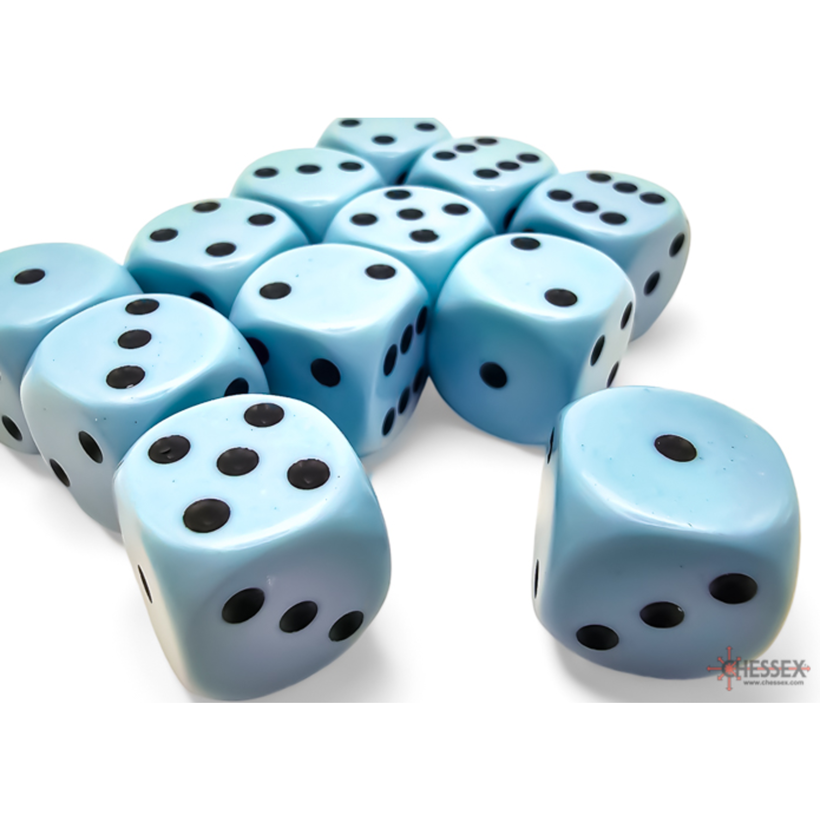 Chessex Opaque 16mm Pastel Blue/Black 12d6