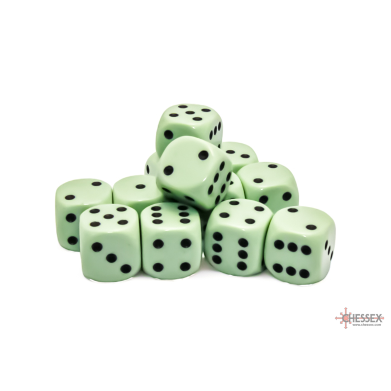 Chessex Opaque 16mm Pastel Green/Black 12d6