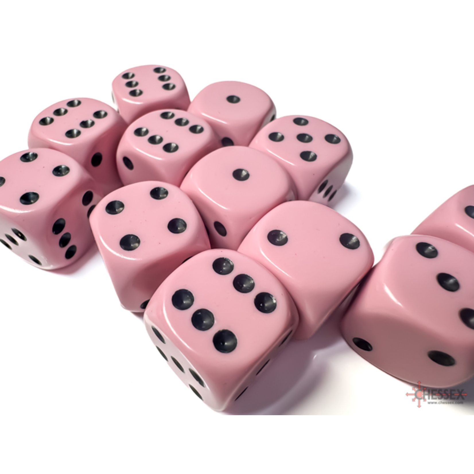 Chessex Opaque 16mm Pastel Pink/Black 12d6