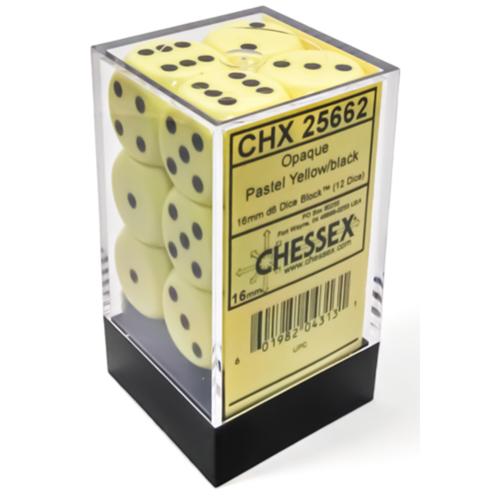 Chessex Opaque 16mm Pastel Yellow/Black 12d6
