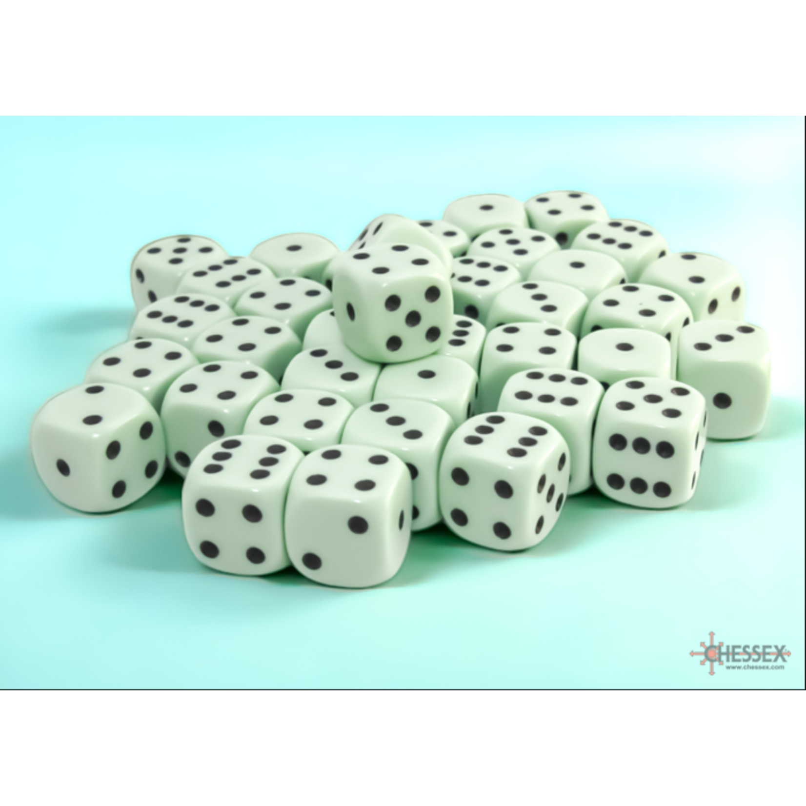 Chessex Opaque 12mm Pastel Green/Black 36d6