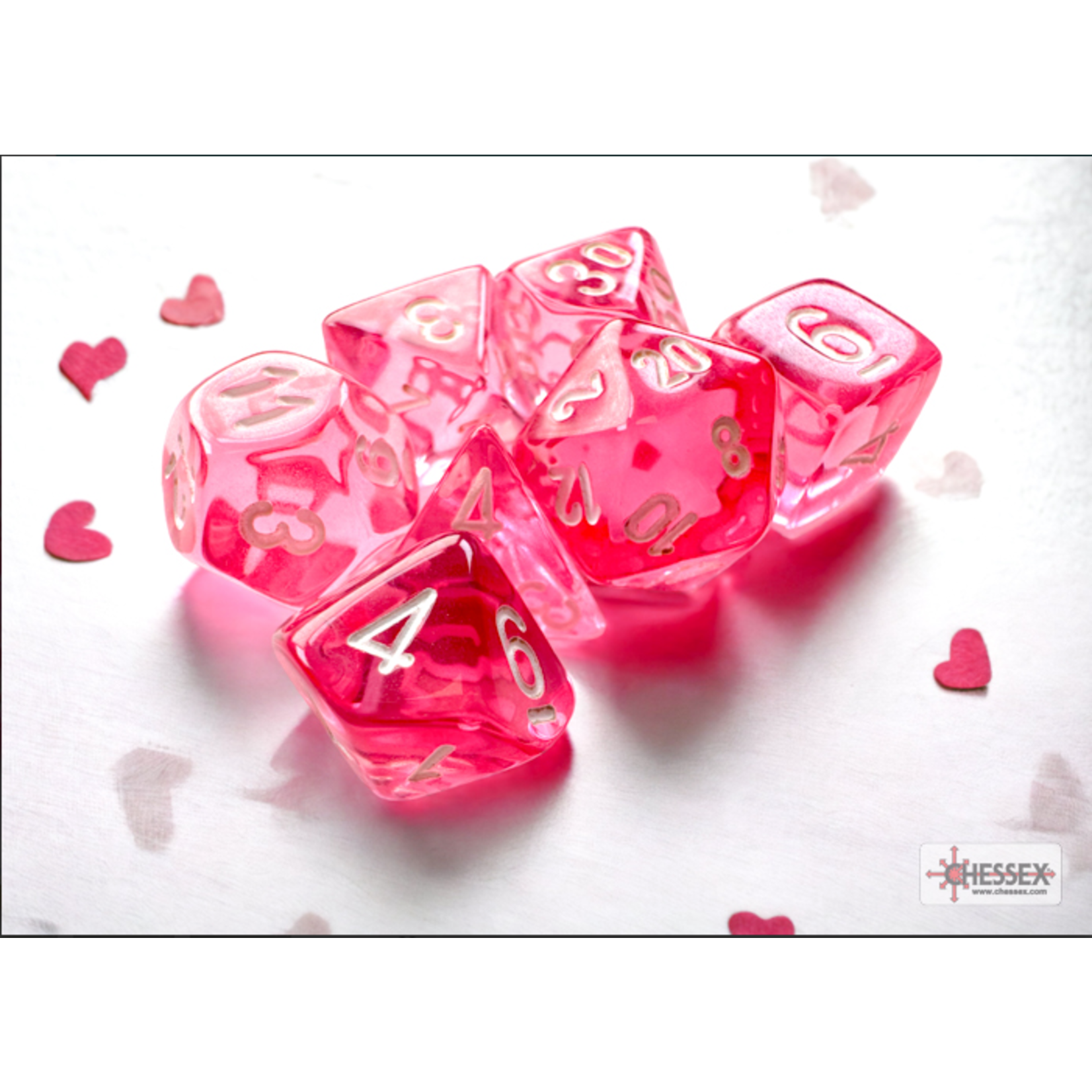 Chessex Translucent Mini Pink White 7 die Set