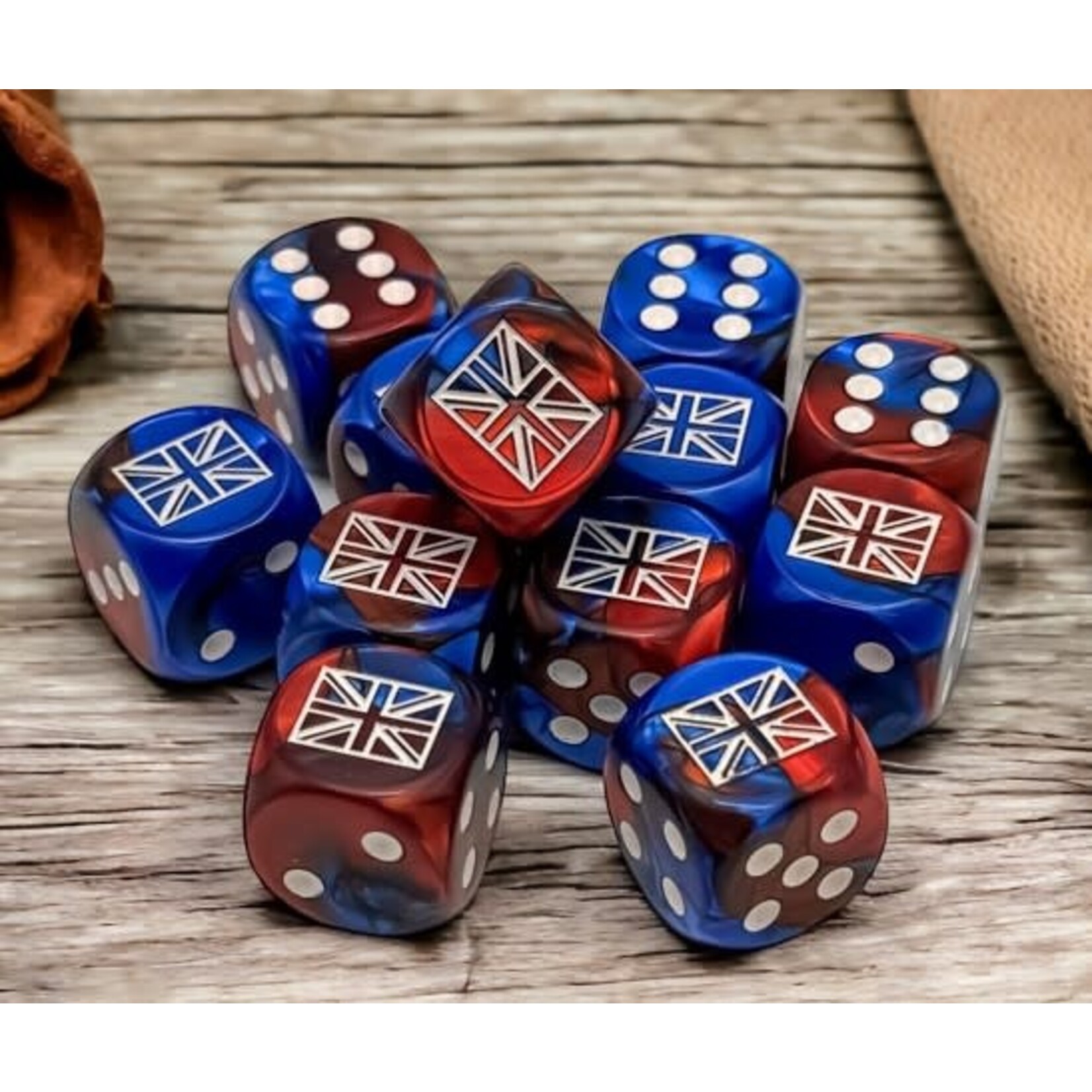 Chessex WW2 United Kingdom Gemini Blue Red White 16mm d6 Dice Block