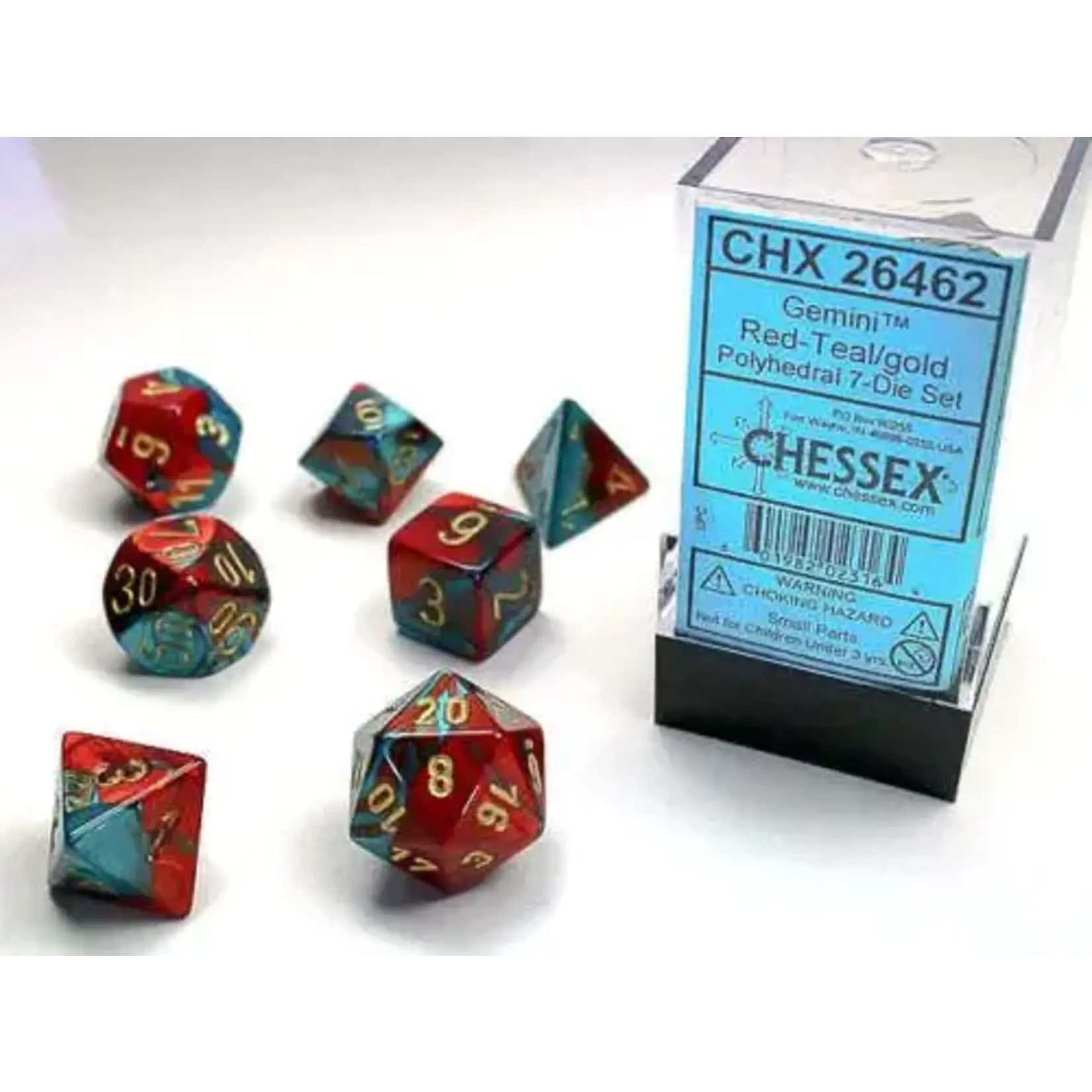 Chessex Gemini Mini Red Teal Gold 7 die Set