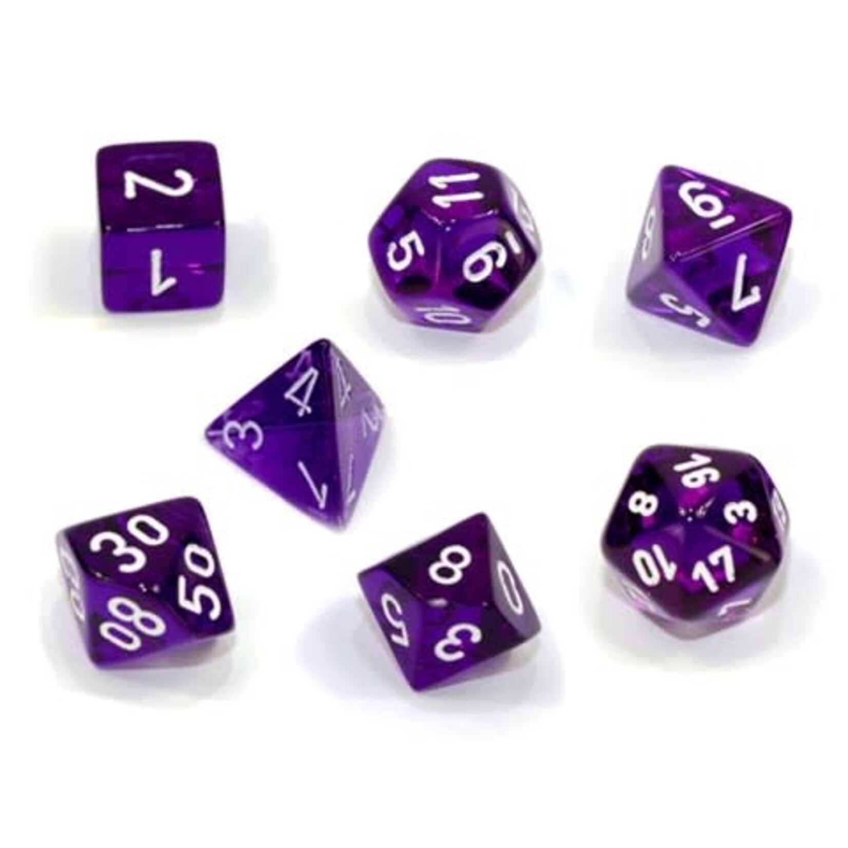 Chessex Translucent Mini Purple White 7 die Set