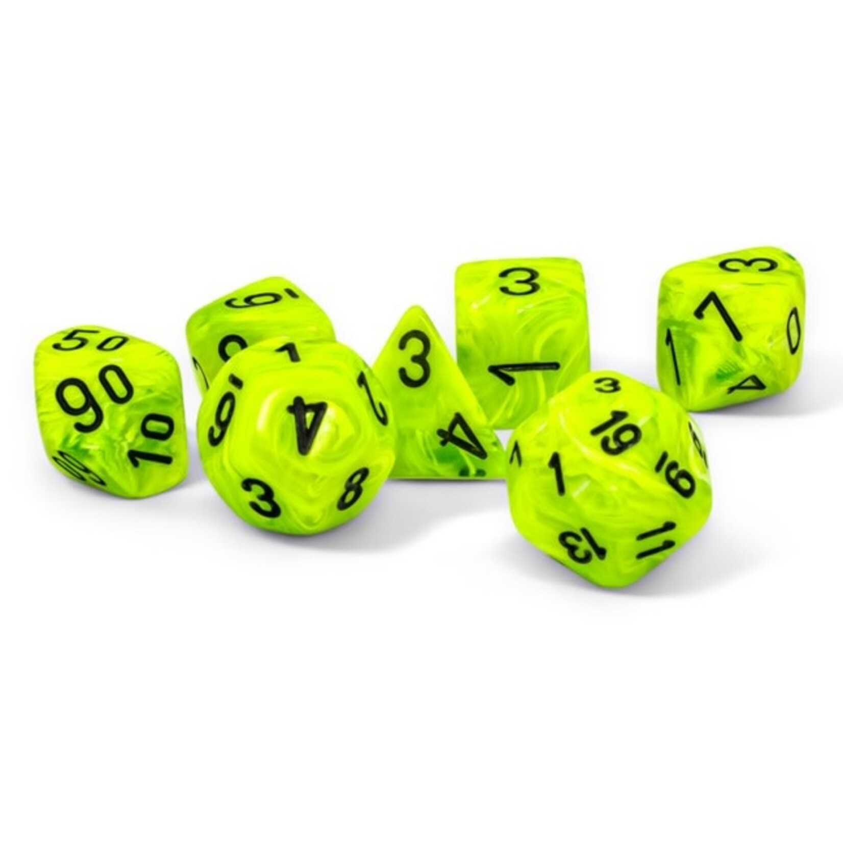 Chessex Vortex: Mega-hedral Bright Green/black 7-Die Set