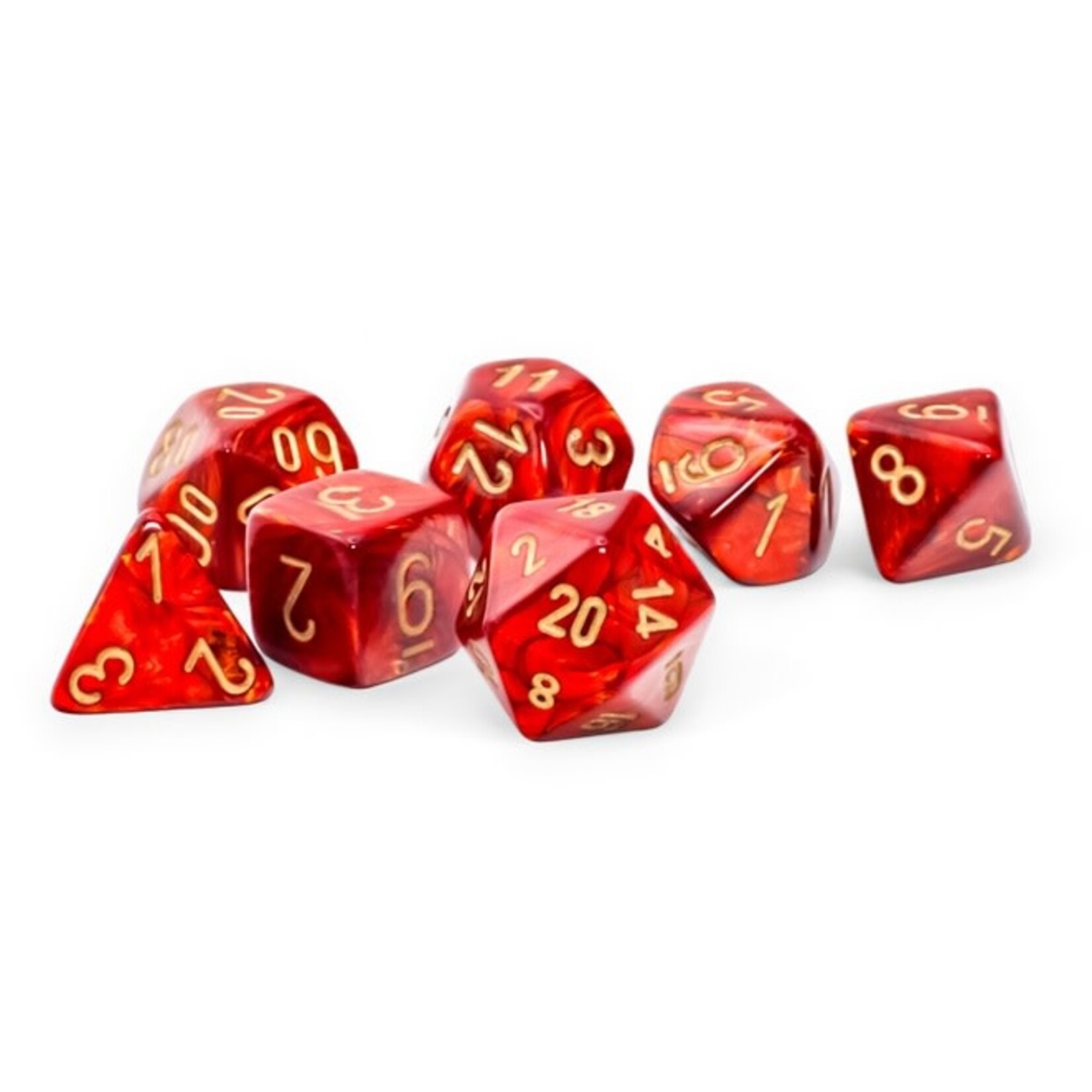 Chessex Scarab: Mega-hedral Scarlet/gold 7-Die Set