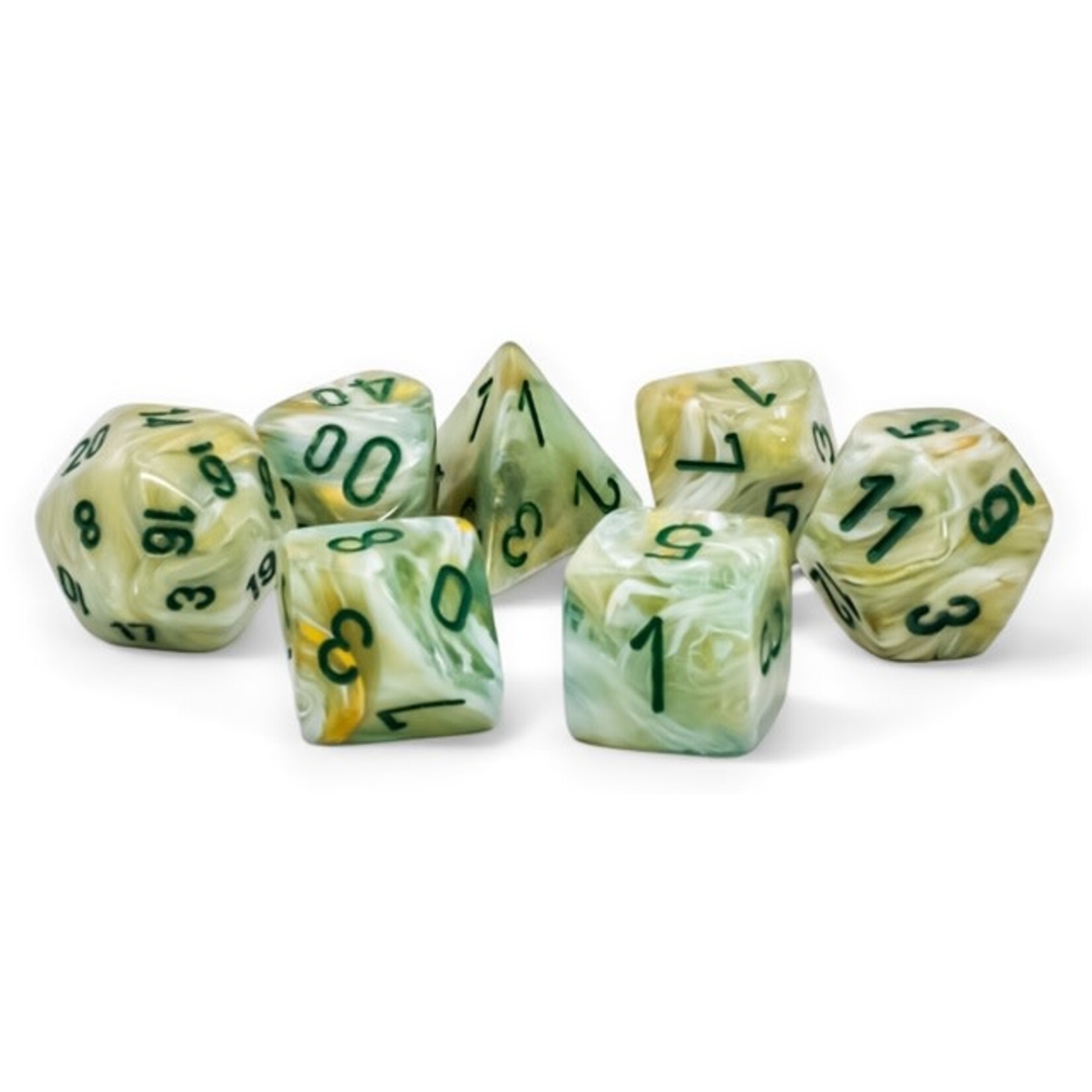 Chessex Marble: Mega-hedral Green/dark green 7-Die Set