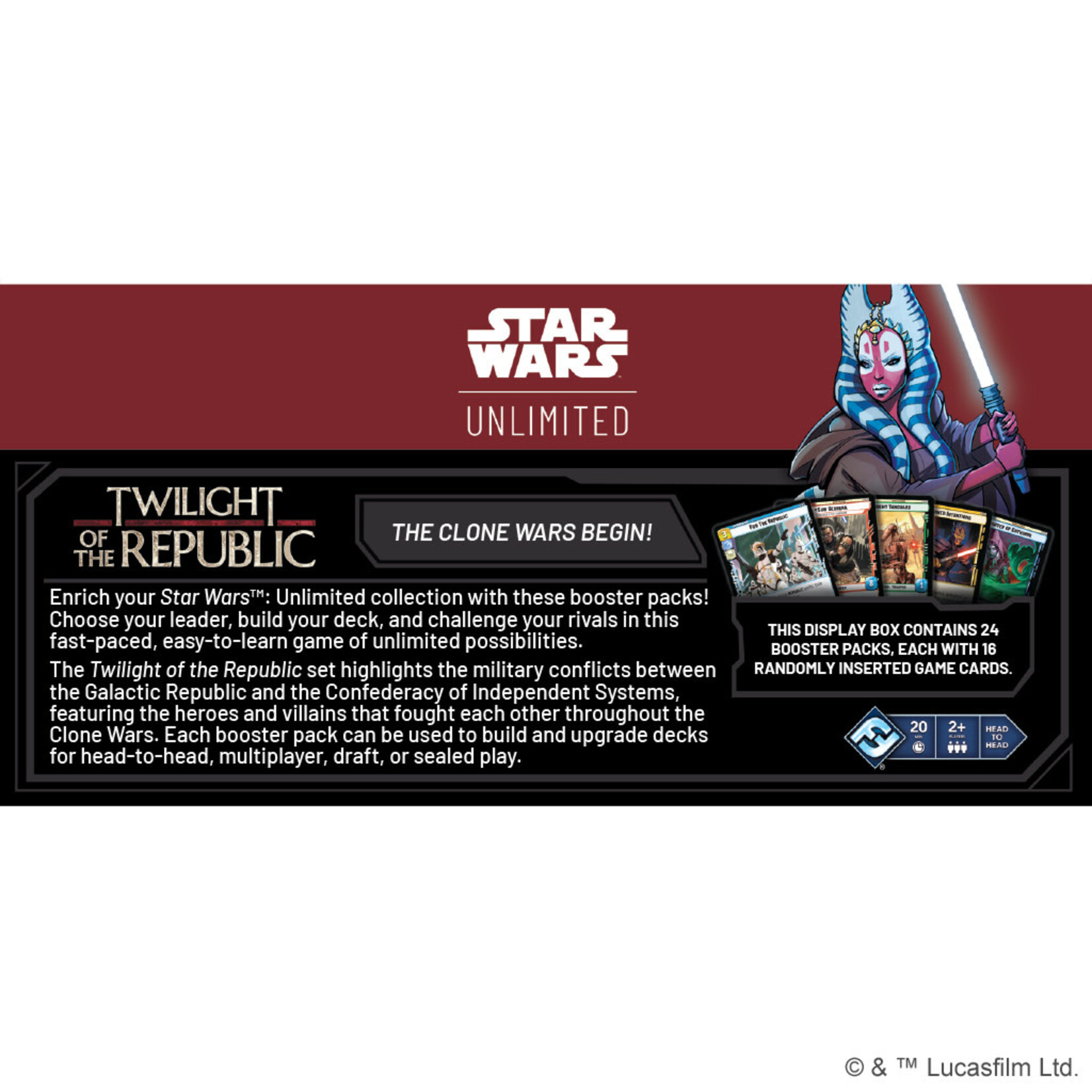 Fantasy Flight Games Star Wars Unlimited Twilight of the Republic Booster Display