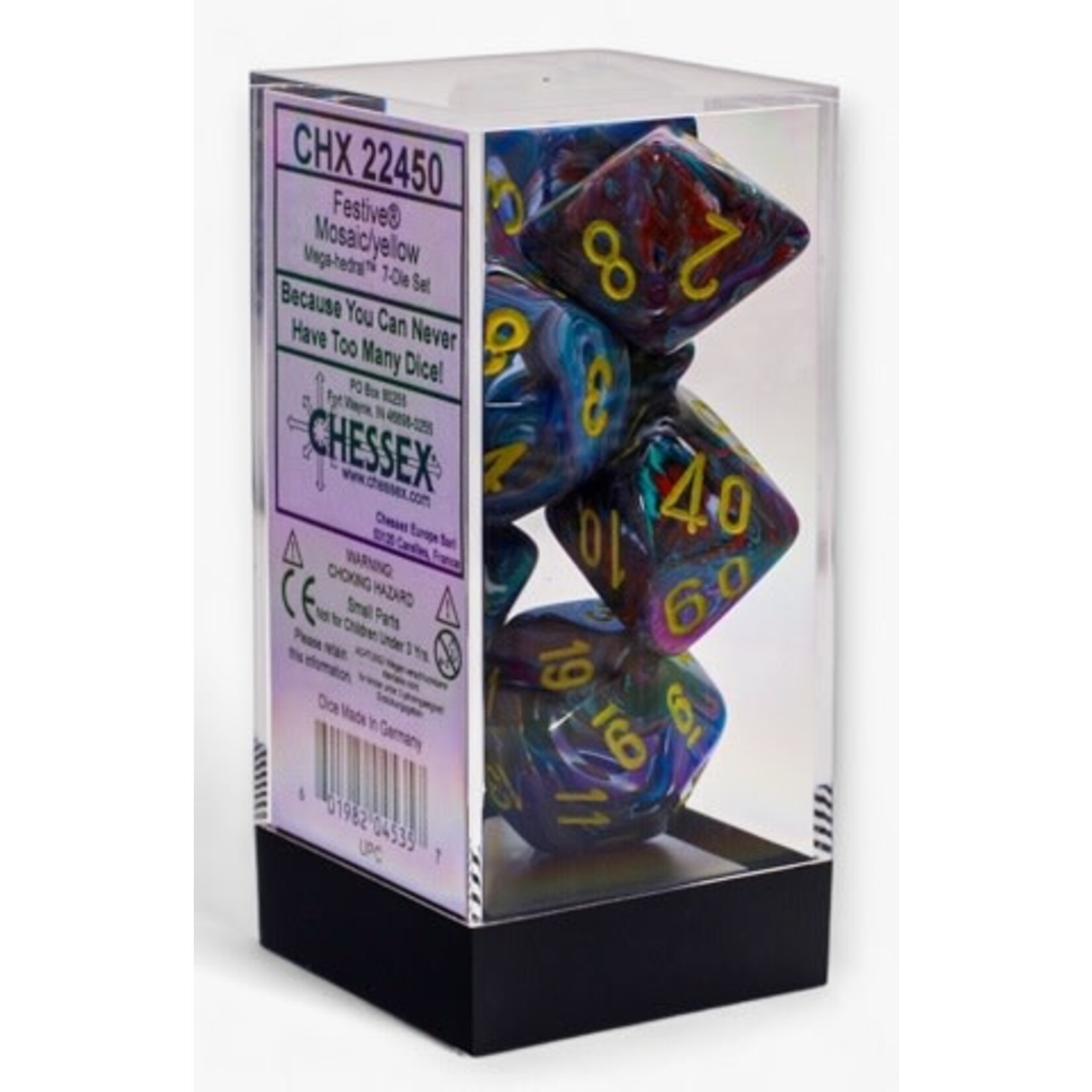 Chessex Mega-hedral Mosaic/yellow 7-Die Set Festive