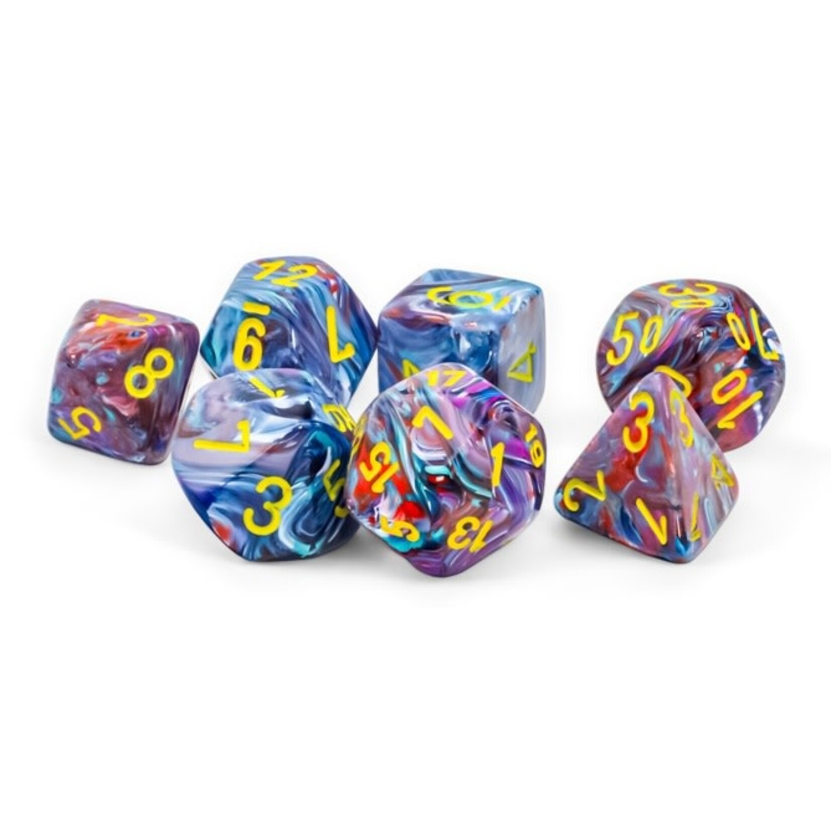 Chessex Mega-hedral Mosaic/yellow 7-Die Set Festive