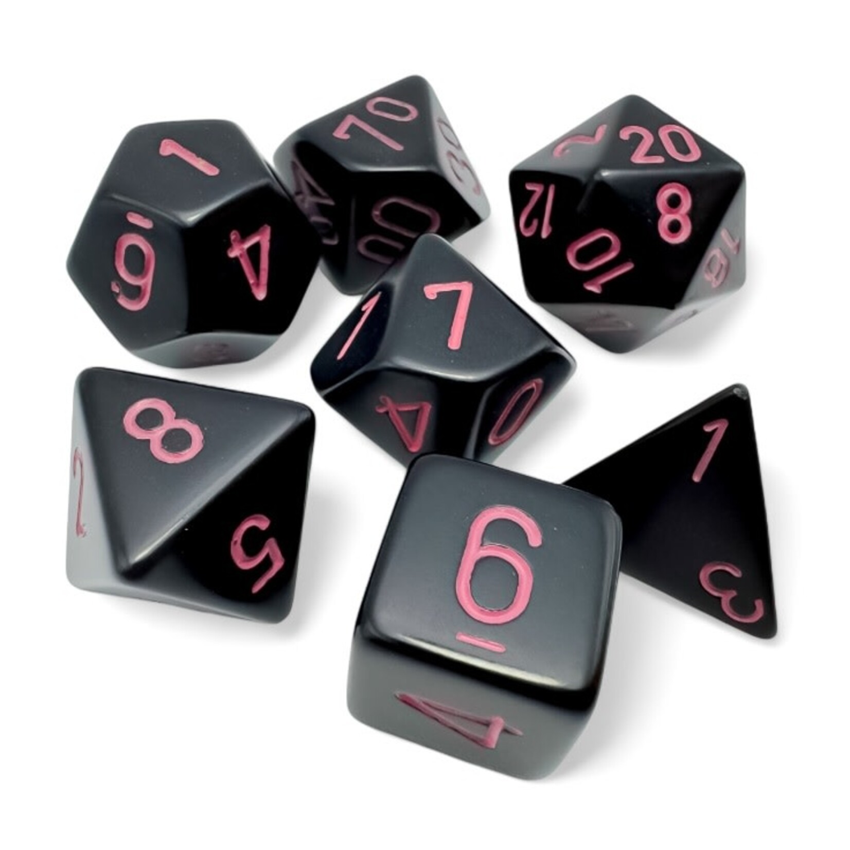 Chessex Opaque Black Pink 7 die set