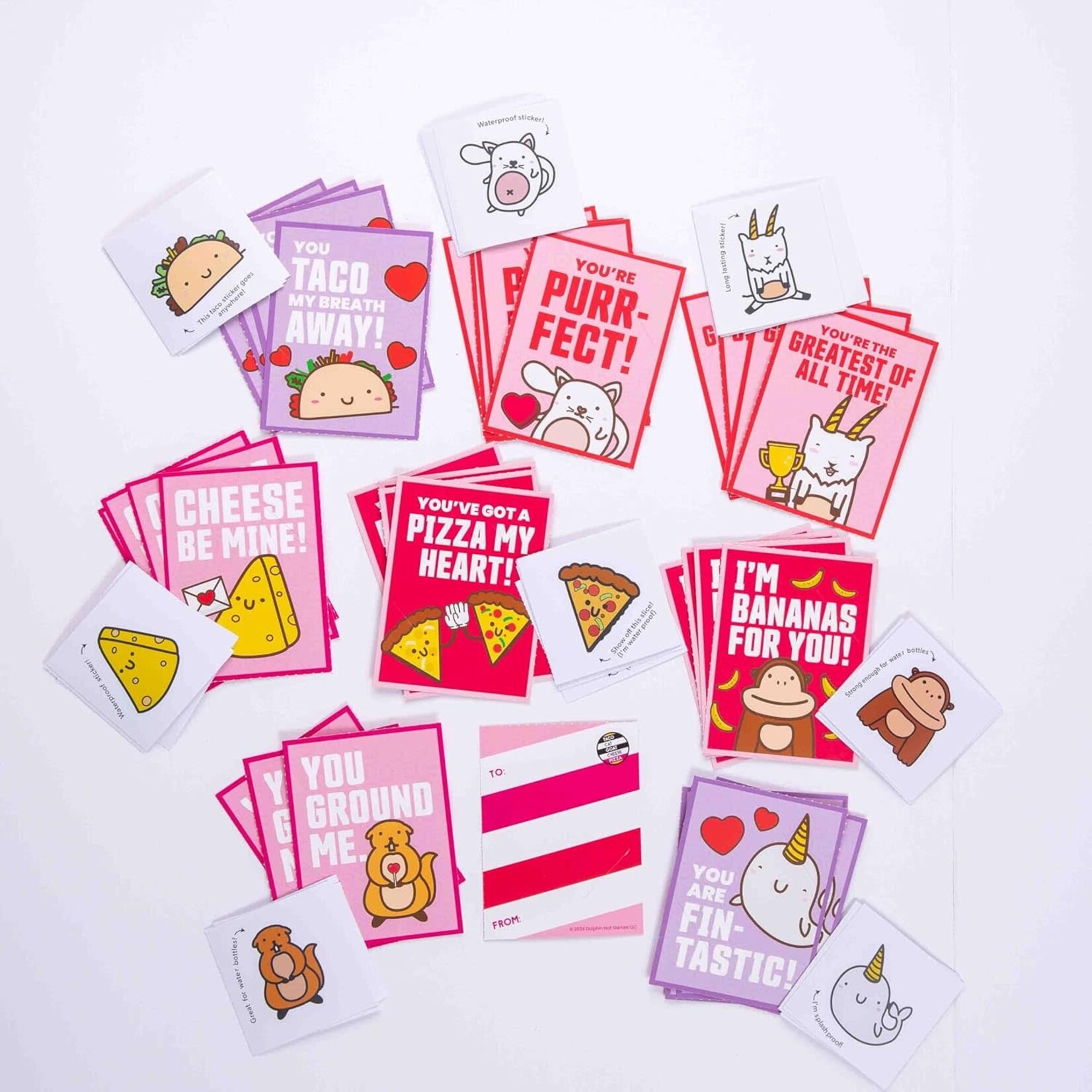 Dolphin Hat Games Taco Cat Goat Cheese Pizza Valentine Exchange Cards