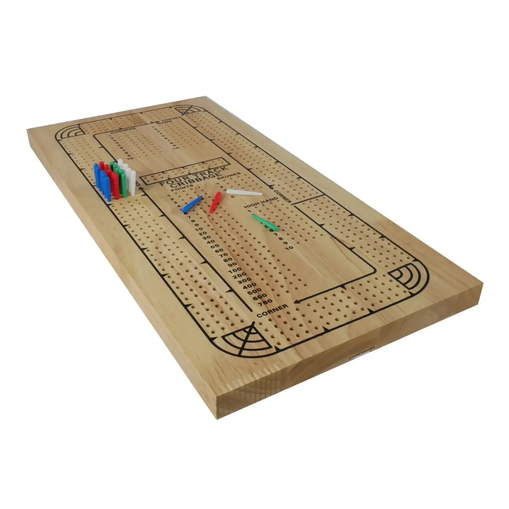 WorldWise Imports Cribbage 4-Track Natural Wood Plastic Pegs