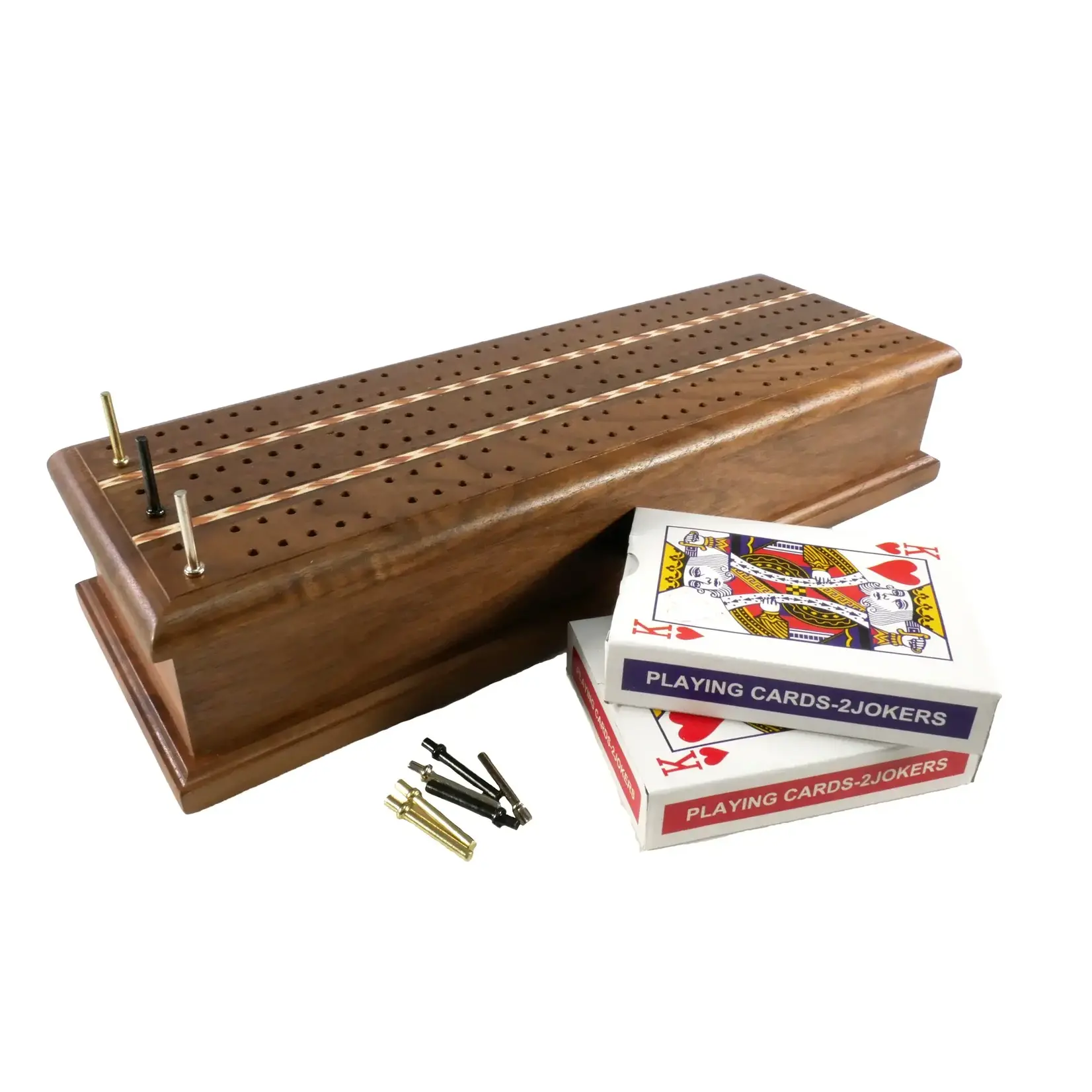 WorldWise Imports Inlaid 2 Track Cribbage with Storage