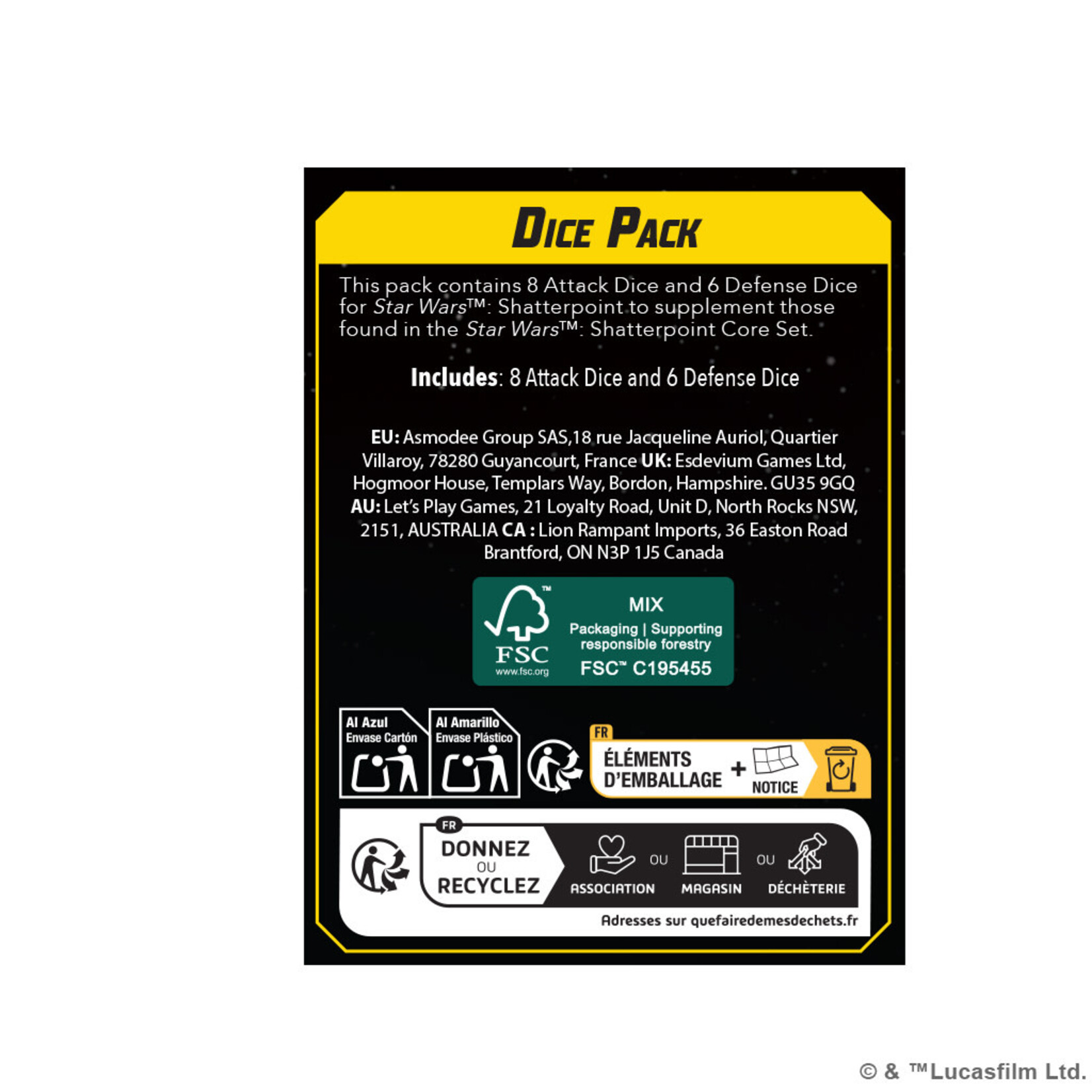 Atomic Mass Games Star Wars: Shatterpoint Dice Pack