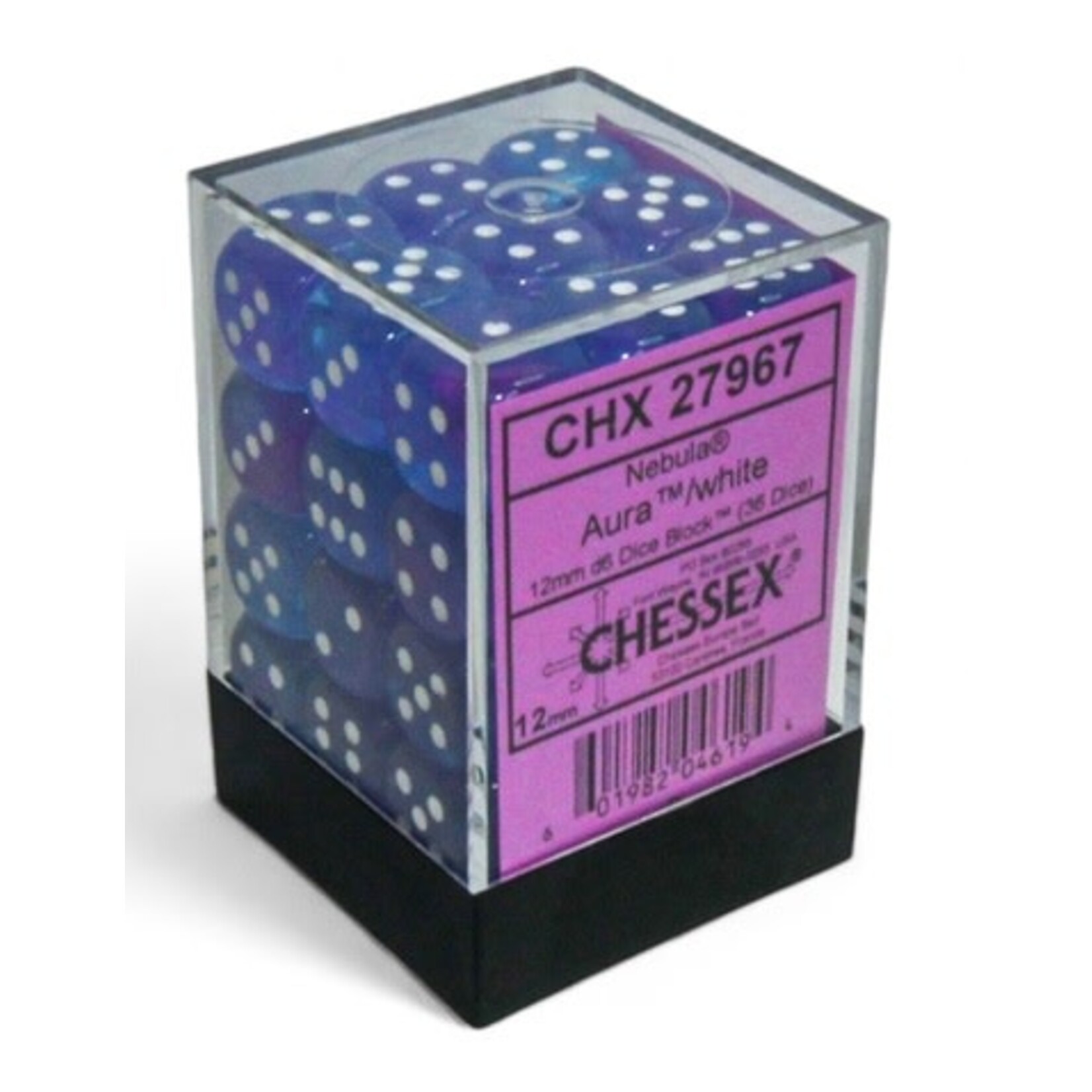Chessex Nebula 12mm d6 Aura/white Luminary Dice Block (36 dice)
