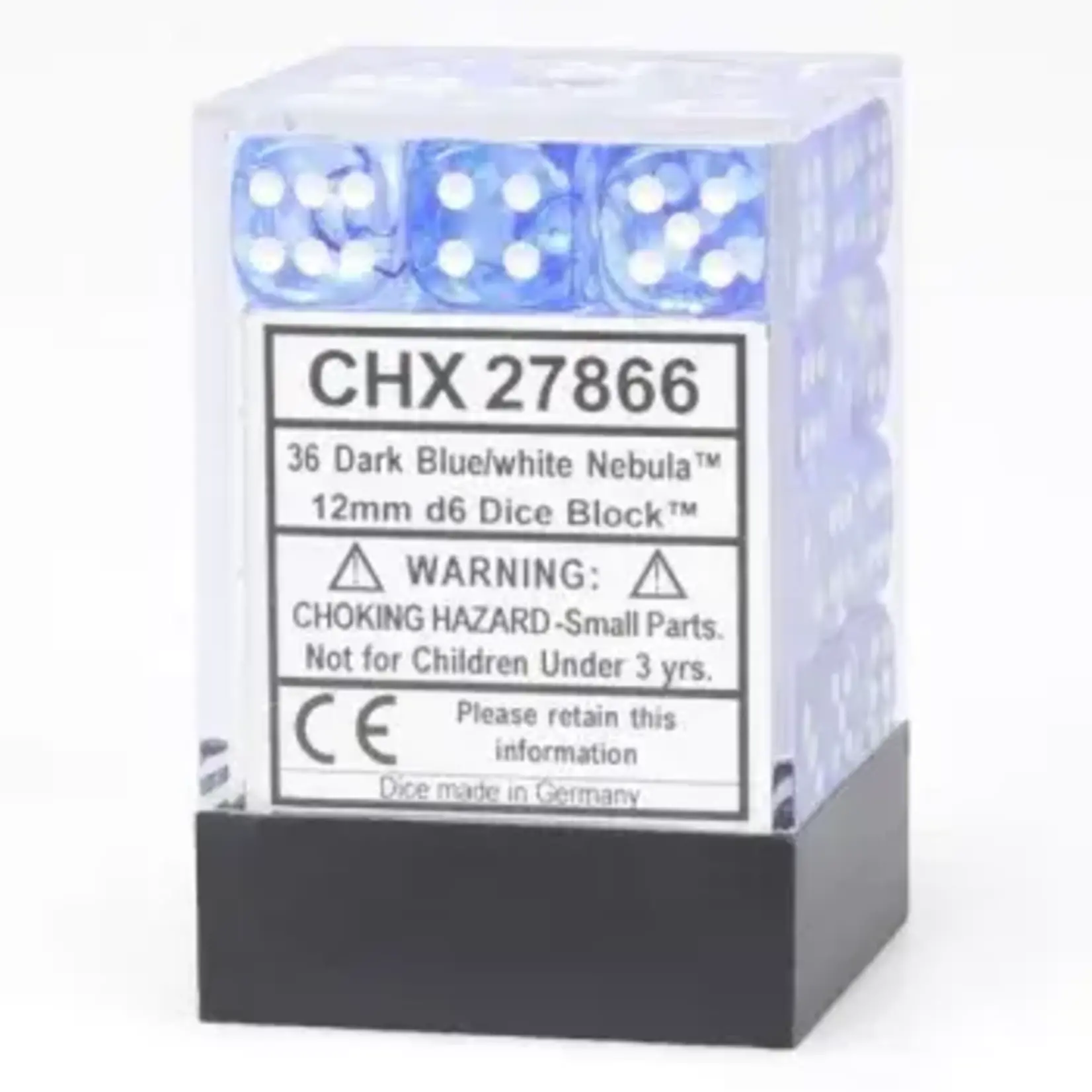 Chessex Nebula 12mm D6 Drk Blue/White/Black (36)