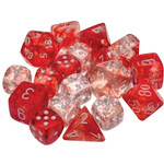 Chessex Nebula: 16mm d6 Red/silver Luminary Dice Block (12 dice)