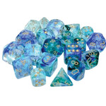 Chessex Nebula: 16mm d6 Oceanic/gold Luminary Dice Block (12 dice)