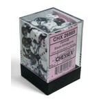 Chessex Gemini: 12mm d6 Black-White/pink Dice Block (36 dice)