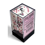 Chessex Gemini: 16mm d6 Black-White/pink Dice Block (12 dice)