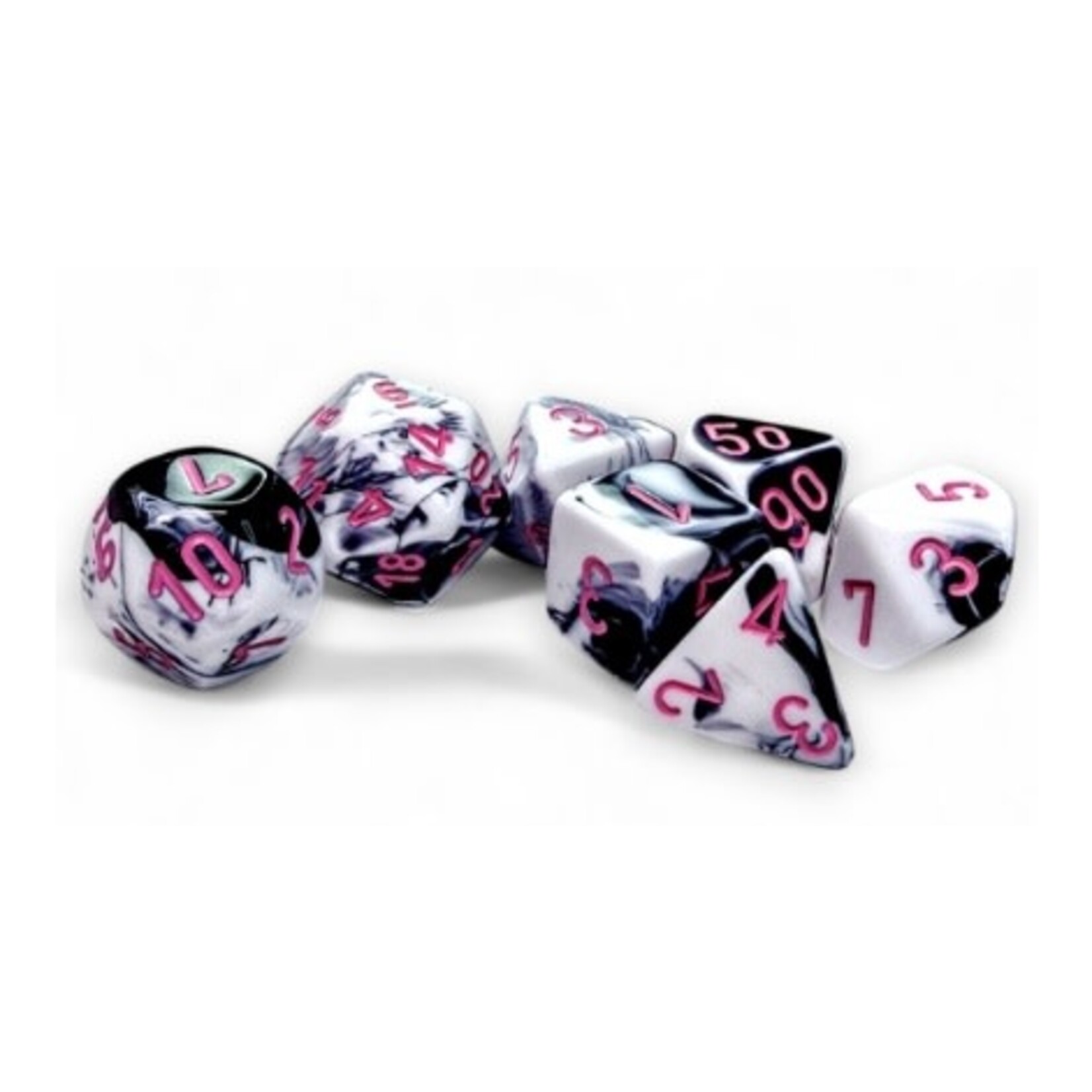 Chessex Gemini: Polyhedral Black-White/pink 7-Die Set