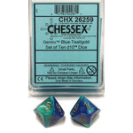 Chessex Gemini 7: Poly D10 Blue/Teal/Gold (10)