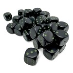 Chessex Opaque: 12mm d6 Black/green Dice Block (36 dice)
