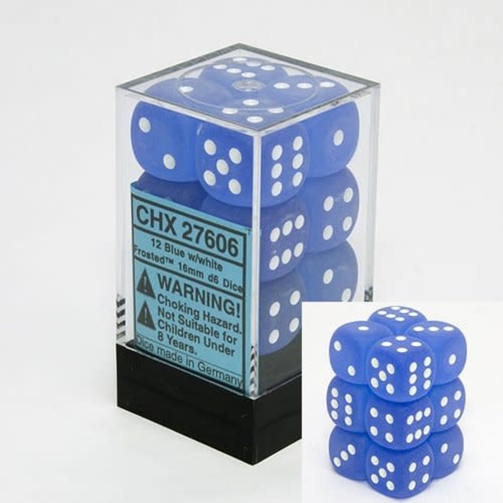Chessex Frosted Blue white 16mm d6 (12)