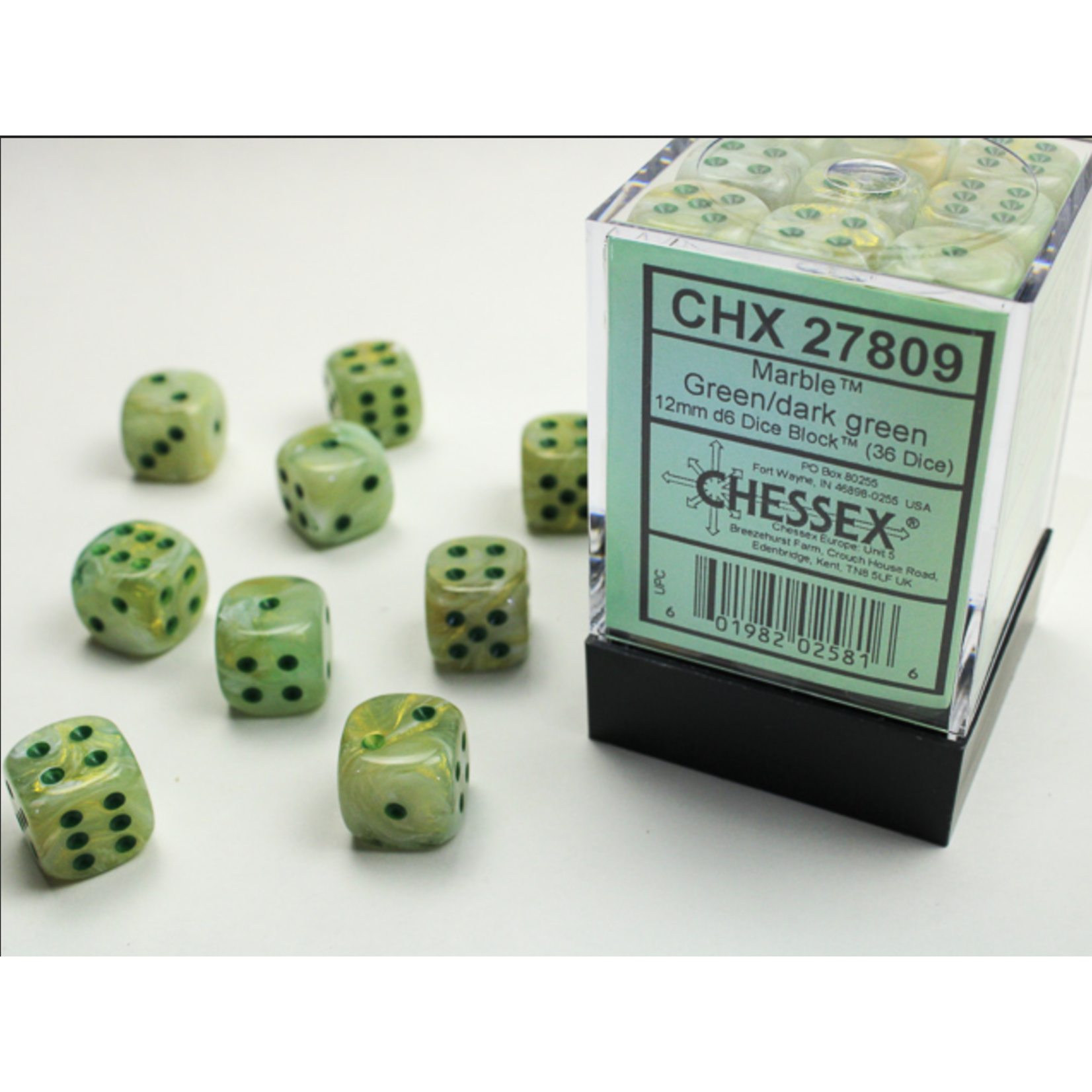 Chessex Marble Green dark green 12mm d6s (36)