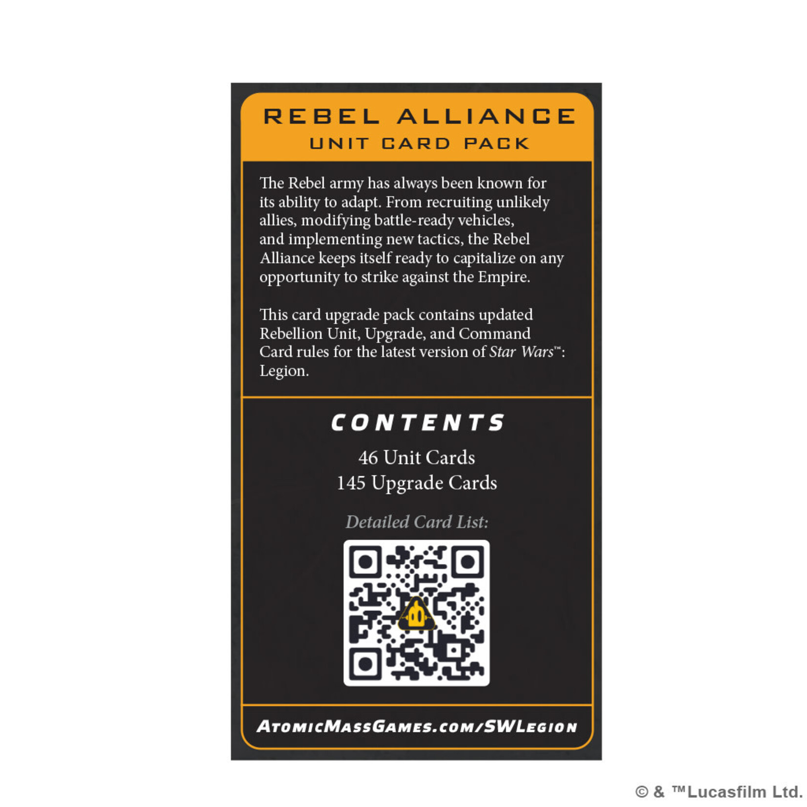 Atomic Mass Games Star Wars Legion Rebellion Card Pack