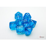 Chessex Lab Dice 6 Translucent Tropical Blue/White 7 die set