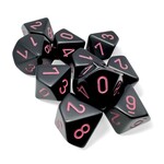 Chessex Opaque: Black/pink Set of Ten d10s