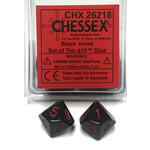 Chessex Opaque: Poly D10 Black/Red (10)