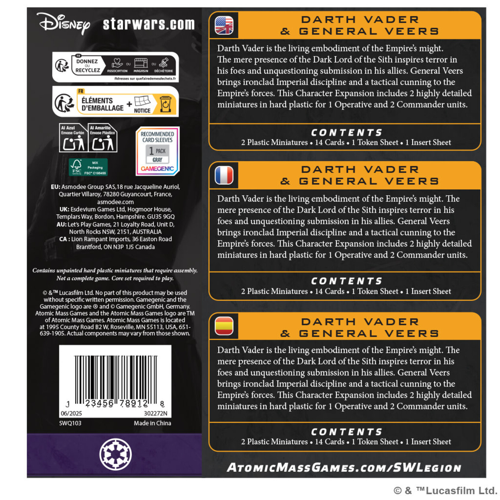 Atomic Mass Games Star Wars: Legion - Darth Vader & General Veers Character Expansion