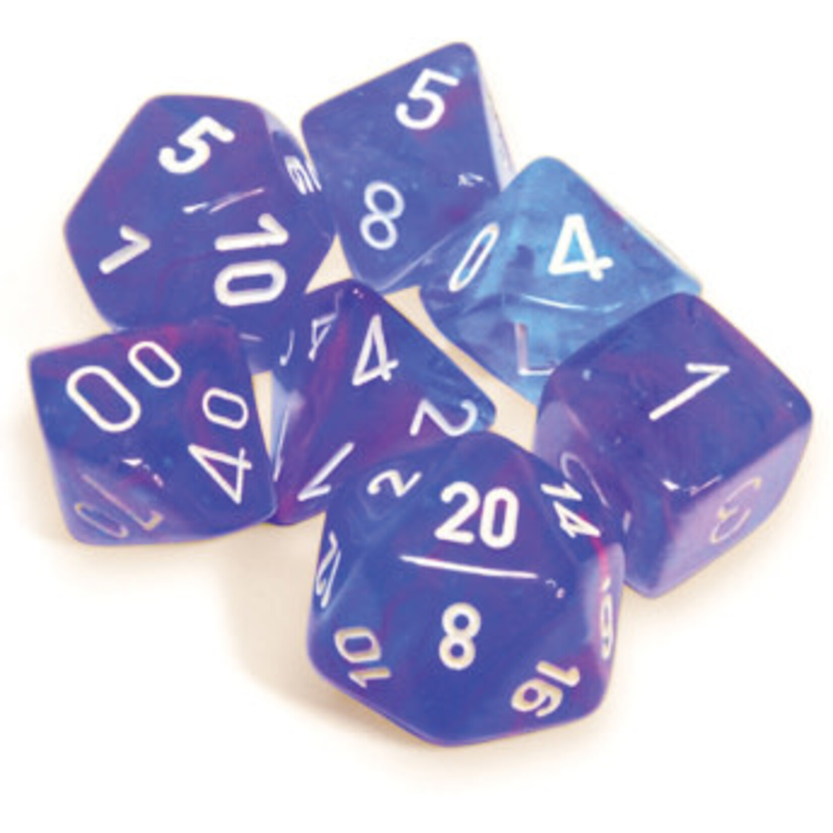 Chessex Nebula: Polyhedral Aura/white Luminary 7-Die Set