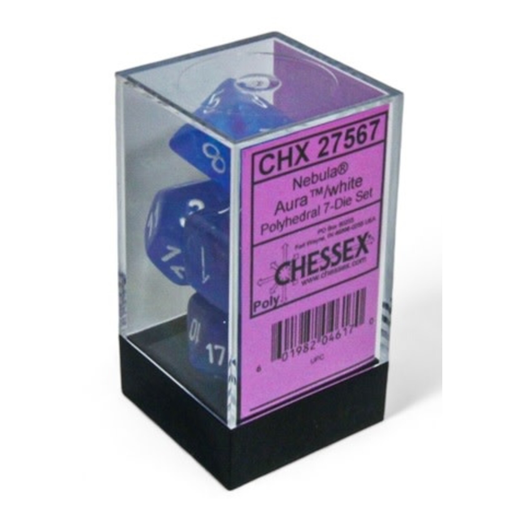 Chessex Nebula: Polyhedral Aura/white Luminary 7-Die Set