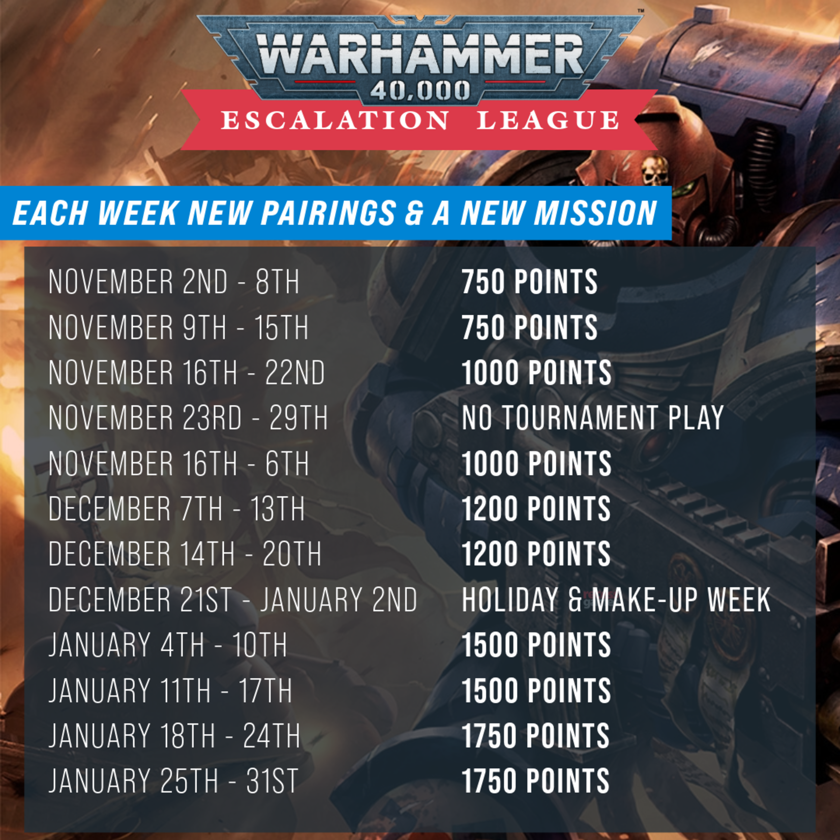 Recess Games® Warhammer 40,000 Escalation League