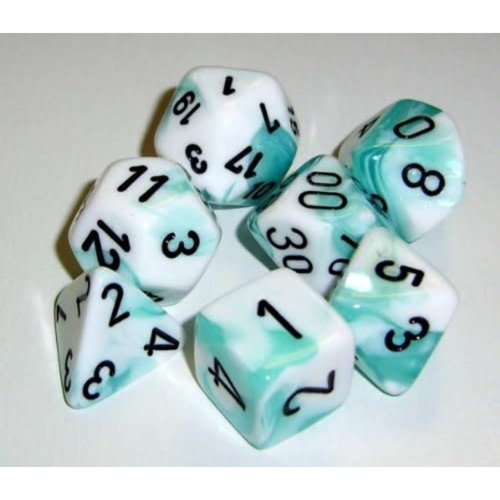 Chessex Gemini Teal/White/Black 7 die set