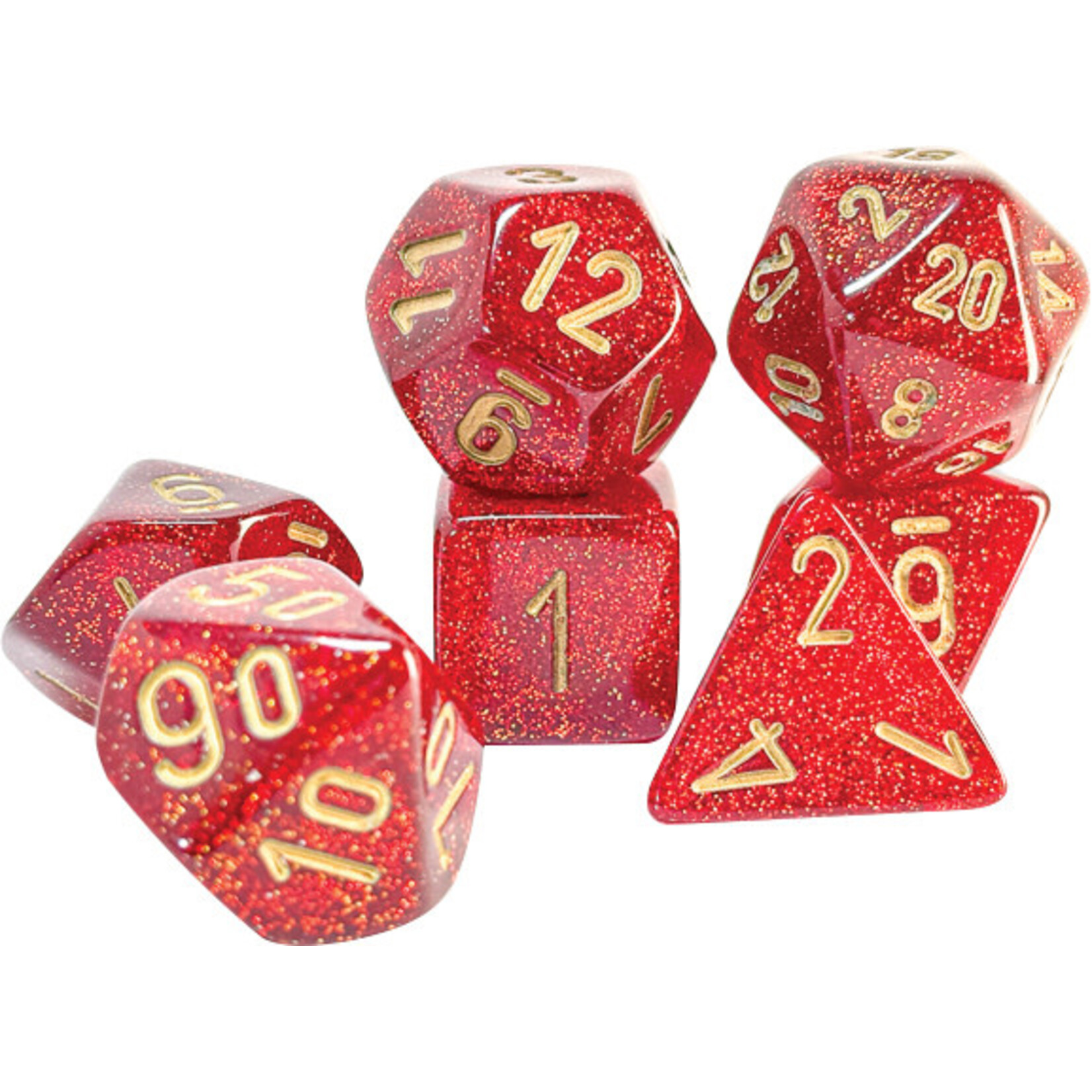 Chessex Mega-hedral Glitter Ruby/gold 7-Die Set