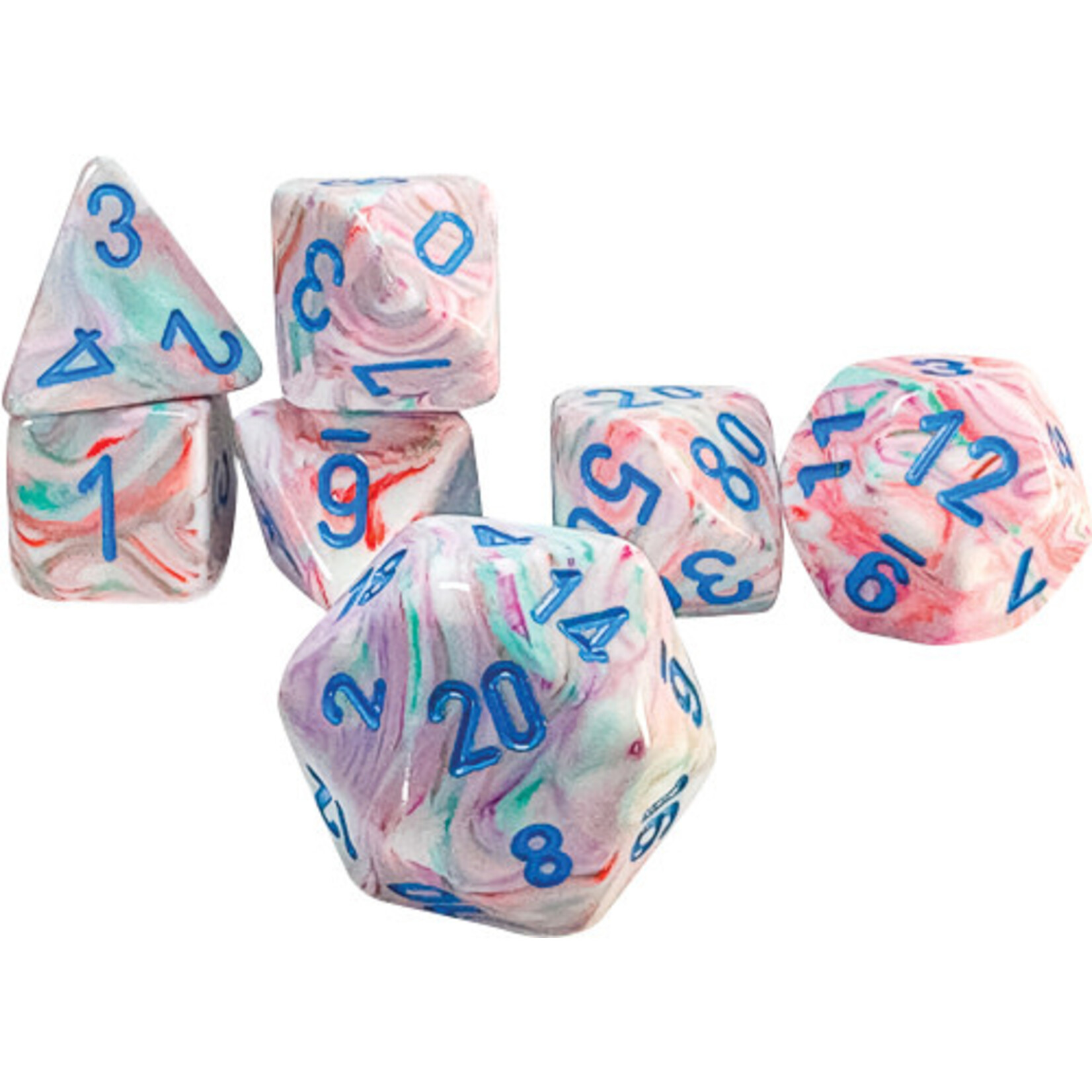 Chessex Mega-hedral Festive Pop Art/blue 7-Die Set