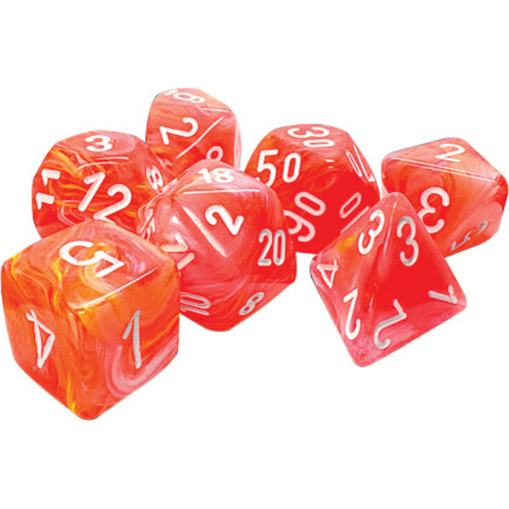 Chessex Mega-hedral Festive Dahlia/white 7-Die Set