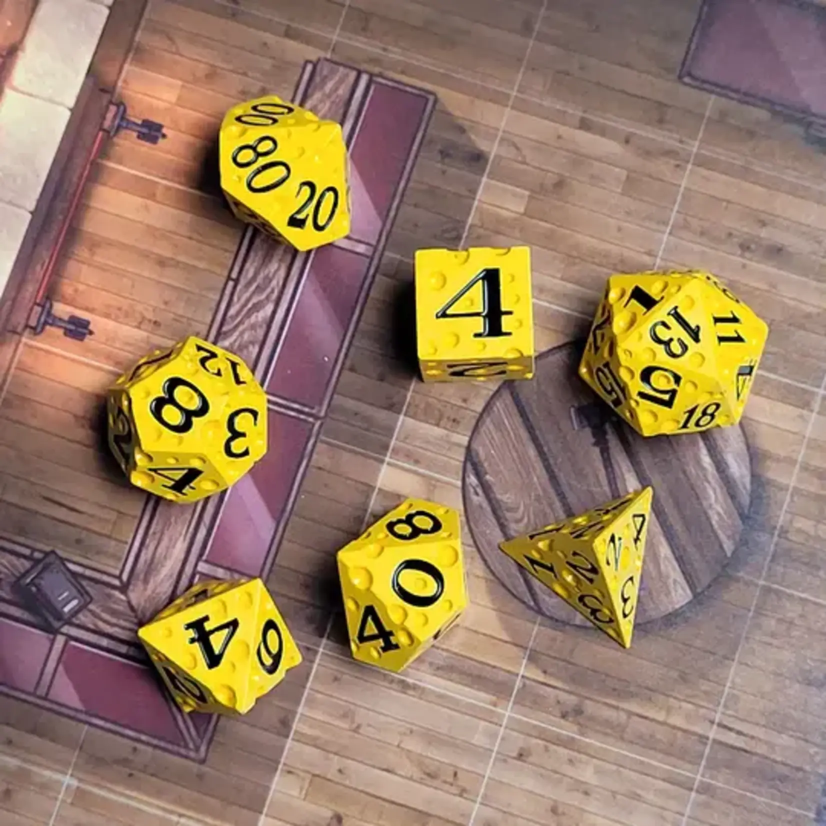 Forged Gaming Cheese Black Number Metal RPG Dice Set of 7