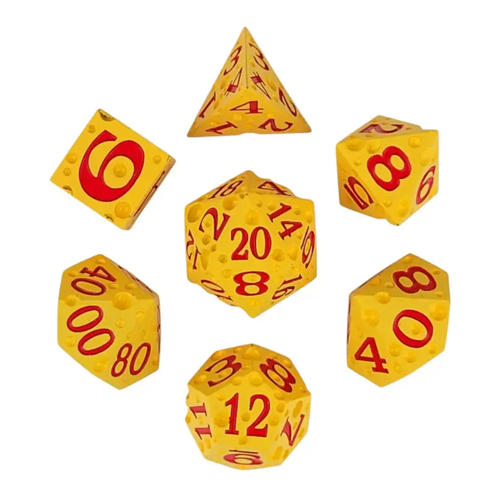 Forged Gaming Cheese Red Number Metal RPG Dice Set of 7